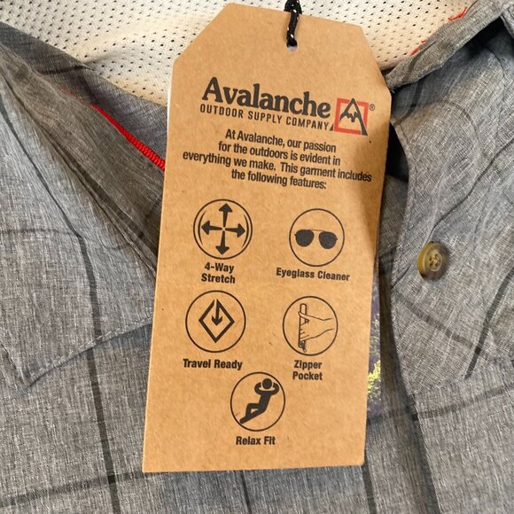 NWT Avalanche Mens Shirt Size XL Long Sleeve Plaid Button Up Gray Woven Casual - Picture 7 of 12